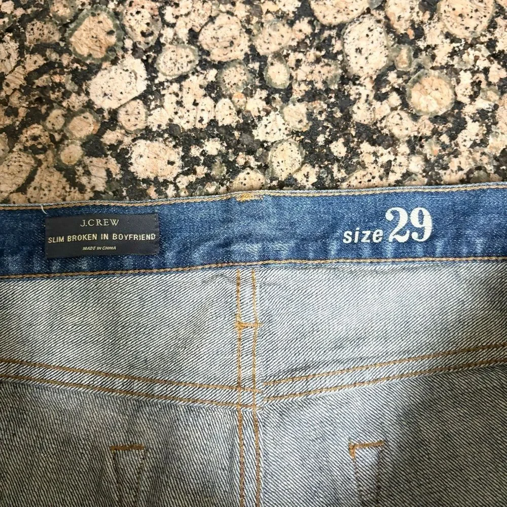 J. Crew Slim Broken In Boyfriend Distressed Women's Jeans Sz 29 100% Cotton